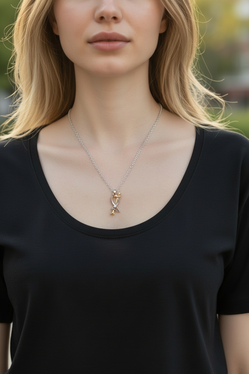 Çift Renk Taşlı Sonsuzluk Kolye - Görsel 2