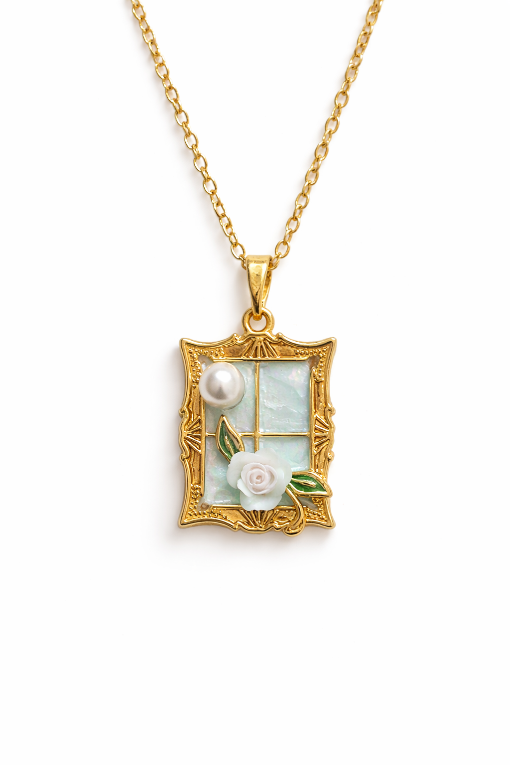 Çelik Vintage Çerçeve Kolye