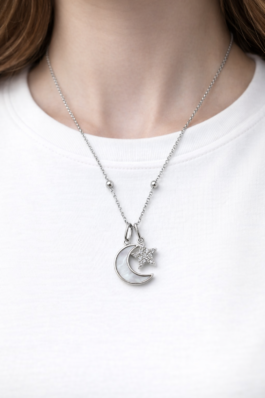 Ay Yıldız  Çelik Kolye