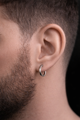 Erkek Çelik Küpe Halka Model – Gümüş Renk