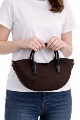 Kahverengi Süet Günlük Kadın El & Omuz Çantası
