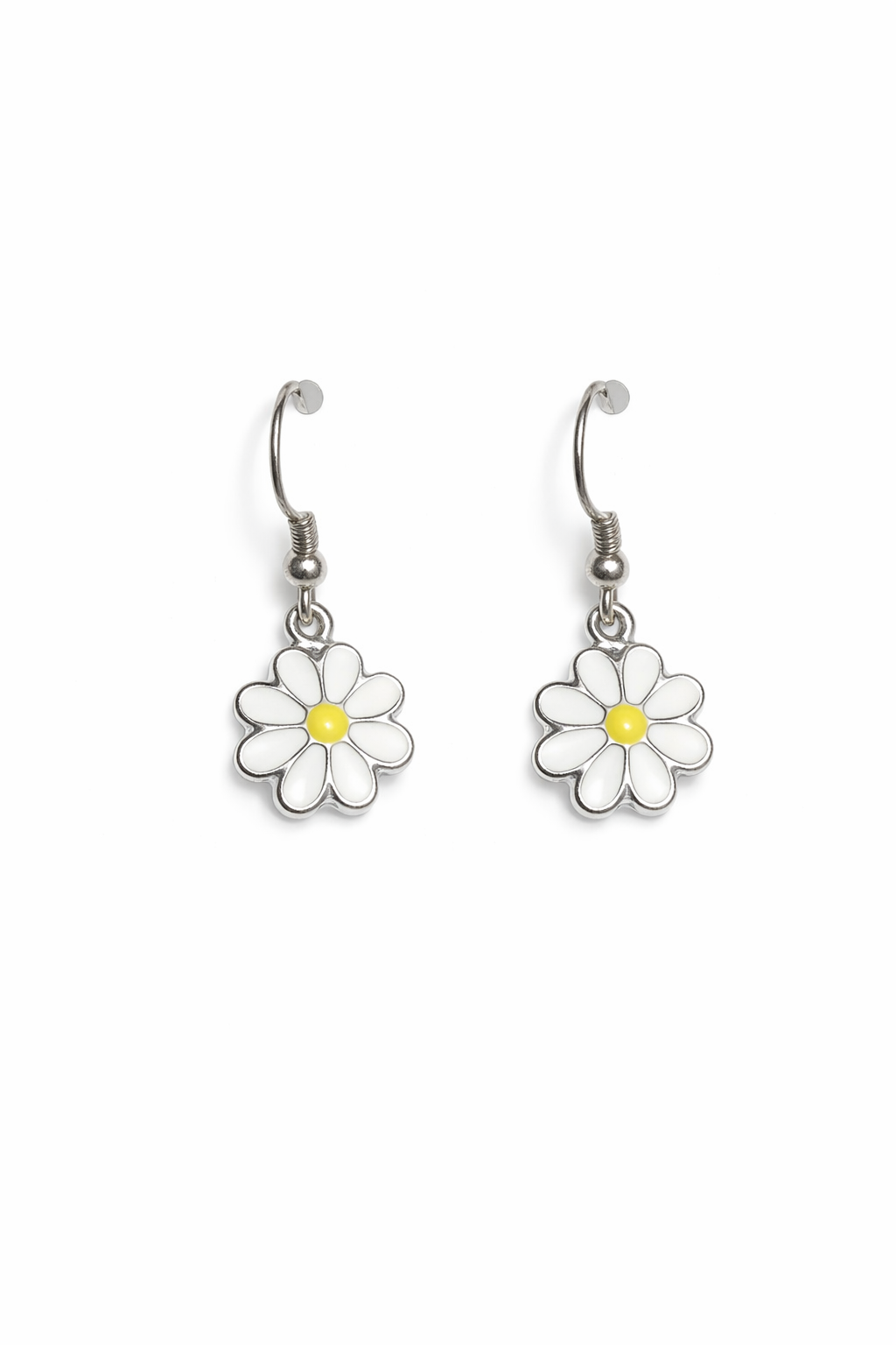 Beyaz Papatya Detaylı Sallantılı Küpe