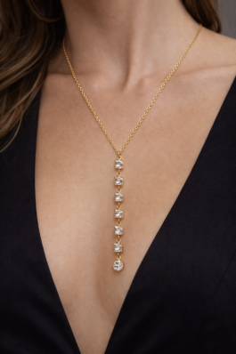 Gold Renk Çelik Taşlı Minimal Kolye